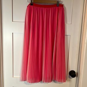 J Crew Womens pink/white peel-a-boo pleated skirt. 8